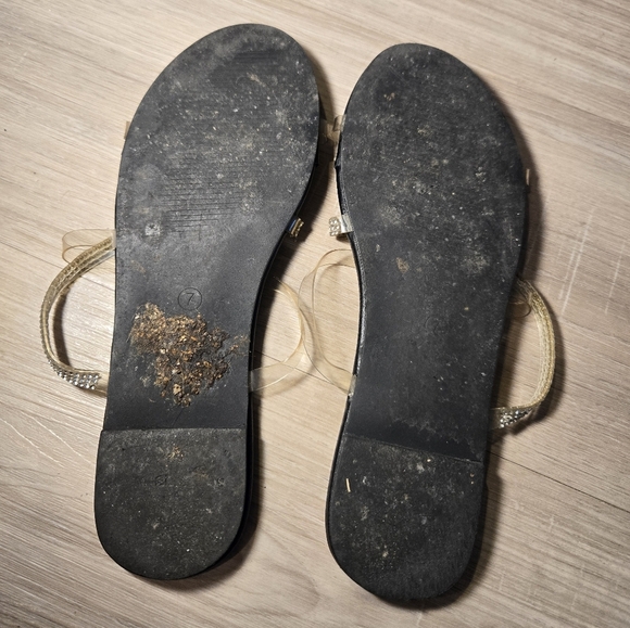 Miss Lola Strappy Sandals Sz 7 Black/clear/rhinestones - Picture 4 of 6